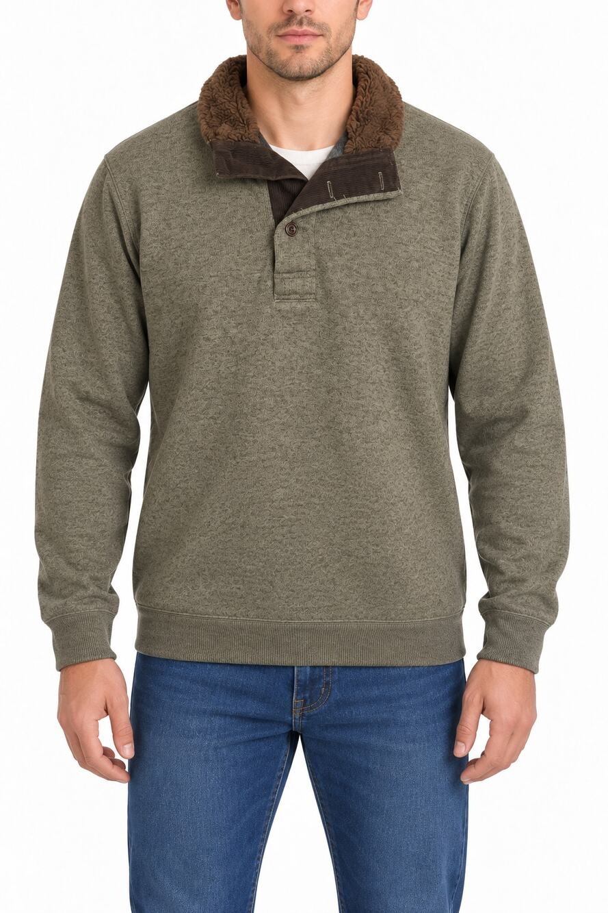 Weatherproof Vintage Mens L Sherpa Lined Pullover Elbow Patch Sweater